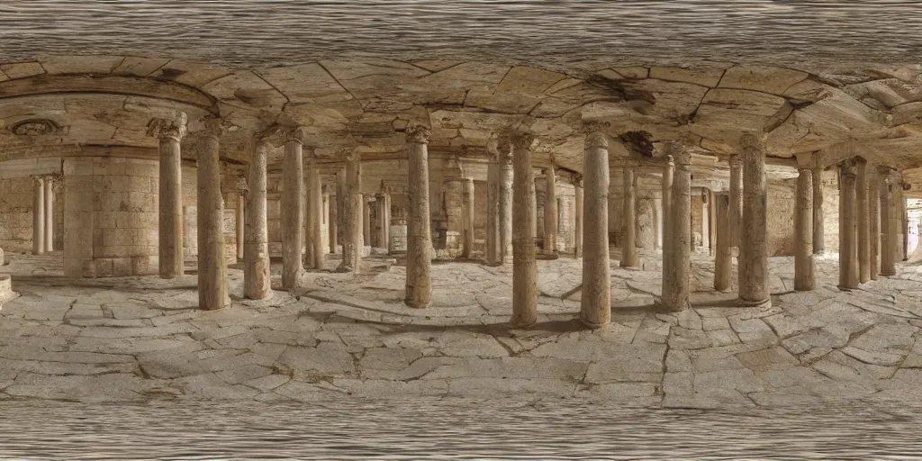 Image similar to Equirectangular projection of a 360 view inside a byzantine temple