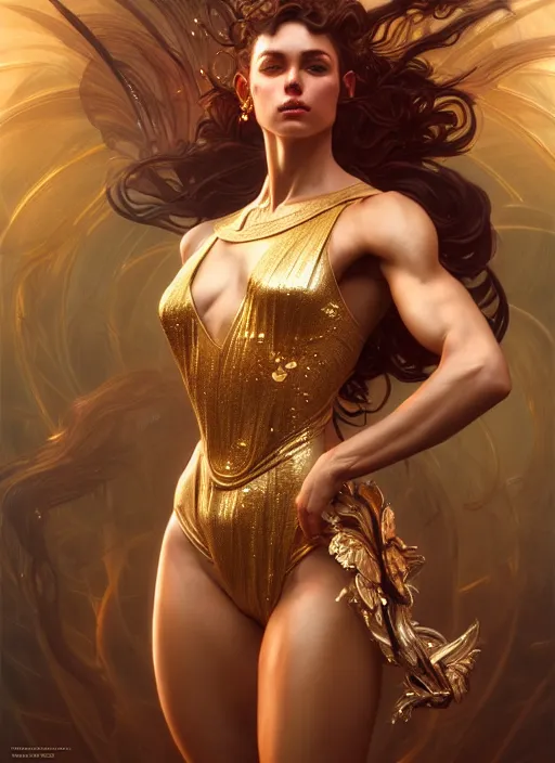 Prompt: muscular goddess dancer of the underworld, shiny, intricate, elegant, higly detailed, ultra definition, digital painting, artstation, vray, concept art, smooth, high speed photography, illustration, art by artgerm and greg rutkowski and alphonse mucha and james jean