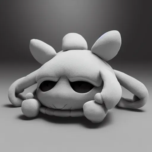 Prompt: cute fumo plush of the one who answers when you scream into the abyss, eldritch creature, vray, black and white