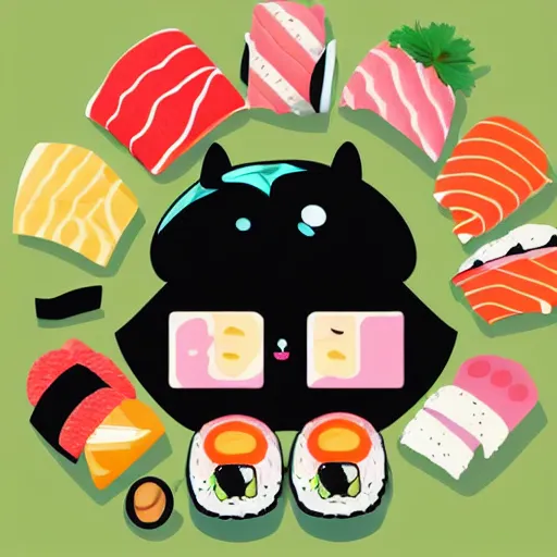Prompt: kawaii sushi vector art