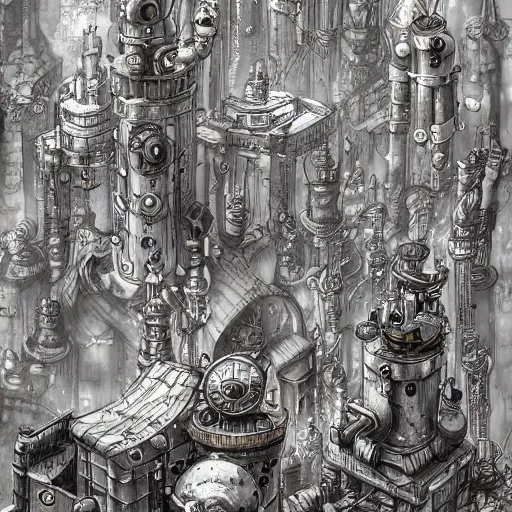 Image similar to machinarium city, steampunk style, fantasy style, super high detail, super high quality, talented artist, trending on artstation