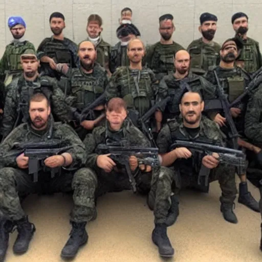 Prompt: Group photo of terrorists