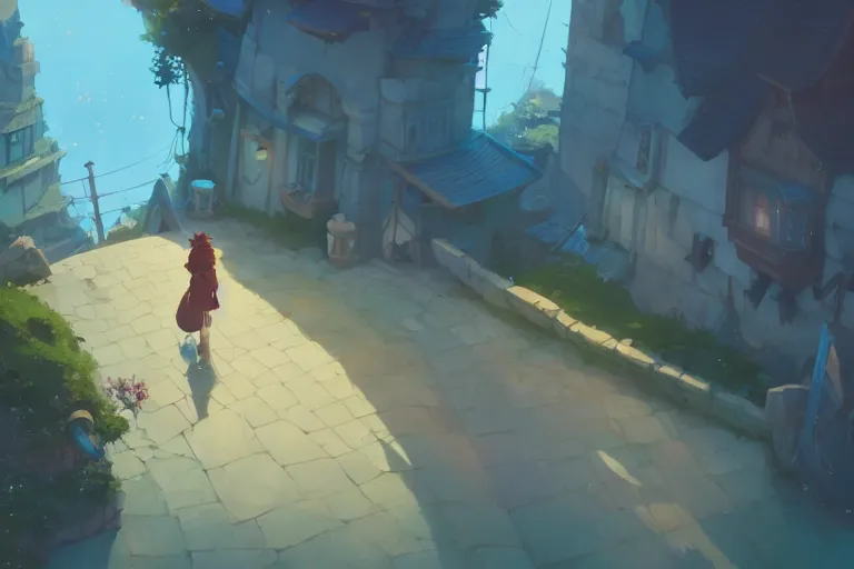 Image similar to fantasy town novigrad, cory loftis, james gilleard, atey ghailan, makoto shinkai, goro fujita, studio ghibli, rim light, exquisite lighting, clear focus, very coherent, plain background, soft painting