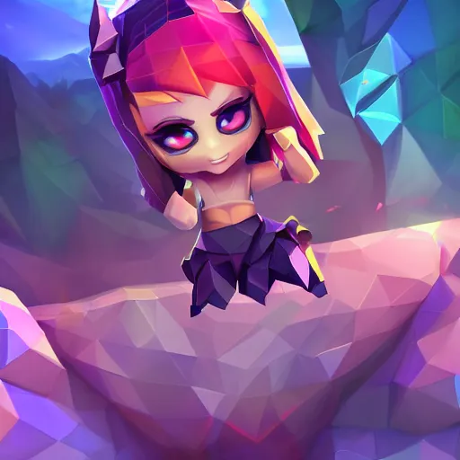 Prompt: low poly, high resolution textures, hide geometry, smooth shadows, isometric view, 1 6 bit colors, made in blender, chibi girl, volumetric lighting, fantasy, hyper realistic, by riot games artist, from league of legends, backlit