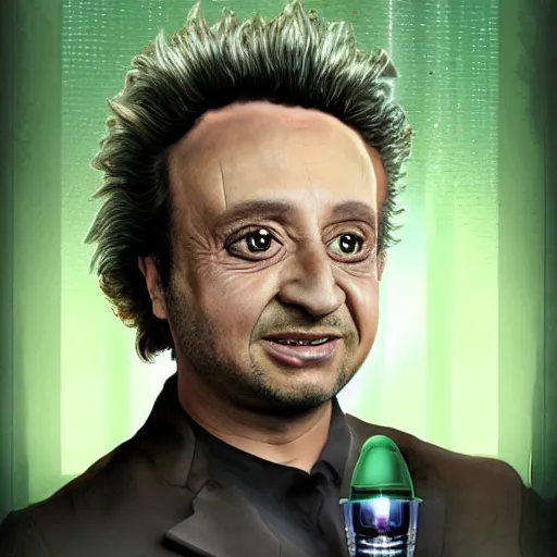 Image similar to giorgio a. tsoukalos if he was an alien, realistic digital art