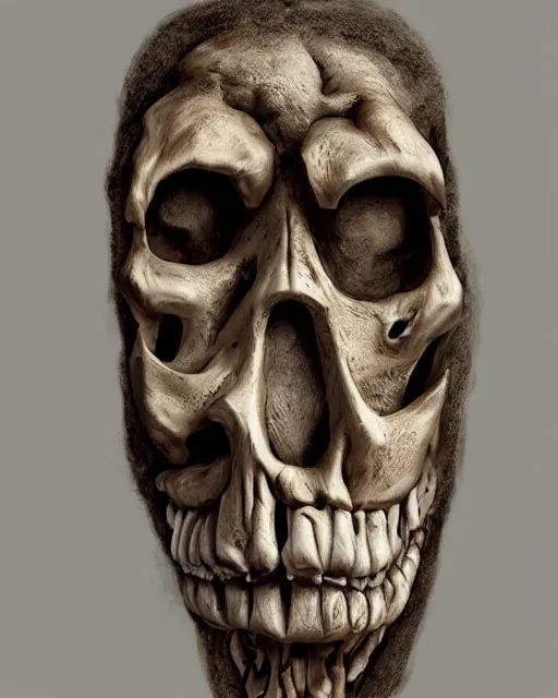 Image similar to a bone with strange faces carved into it, realistic, detailed, intricate, trending on artstation