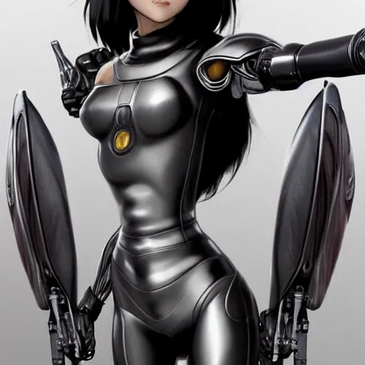 Image similar to battle angel alita!! very realistic, in the style of vitaly bulgarov, gally, zbrushcentral, pinterest, deviantart, artstation