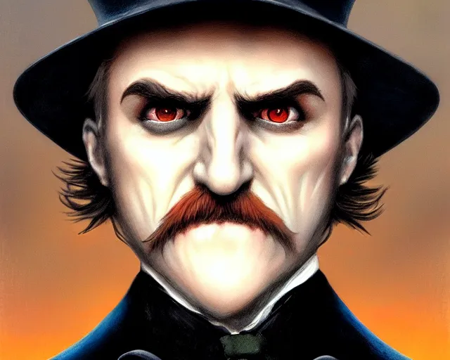 Image similar to closeup profile portrait of jack the ripper as batman, nicoletta ceccoli, mark ryden, lostfish, max fleischer, hyper realistic, artstation, illustration, digital paint, matte paint, vivid colors, bright, cheerful, detailed and intricate environment