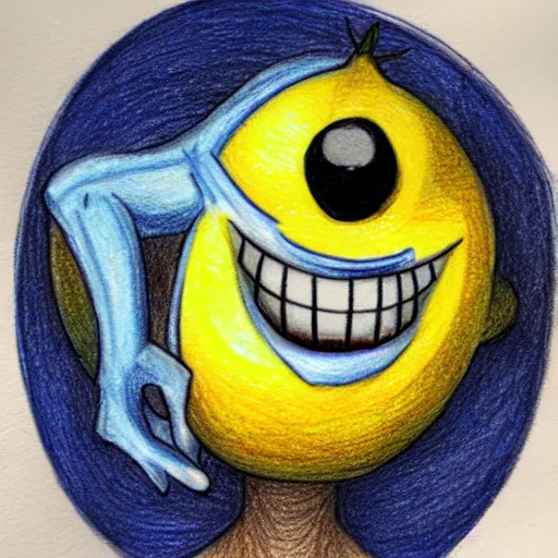 Prompt: trollface lemon, colored pencil sketch, 8 k