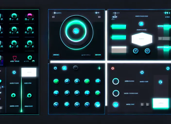 Image similar to a futuristic interface ui hud, 8 k, sliders, switches, horizontal, sleek black and white