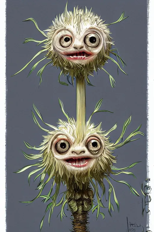 Image similar to a humanoid figure dandelion monster with large orb eyes, highly detailed, digital art, sharp focus, trending on art station, artichoke, anime art style