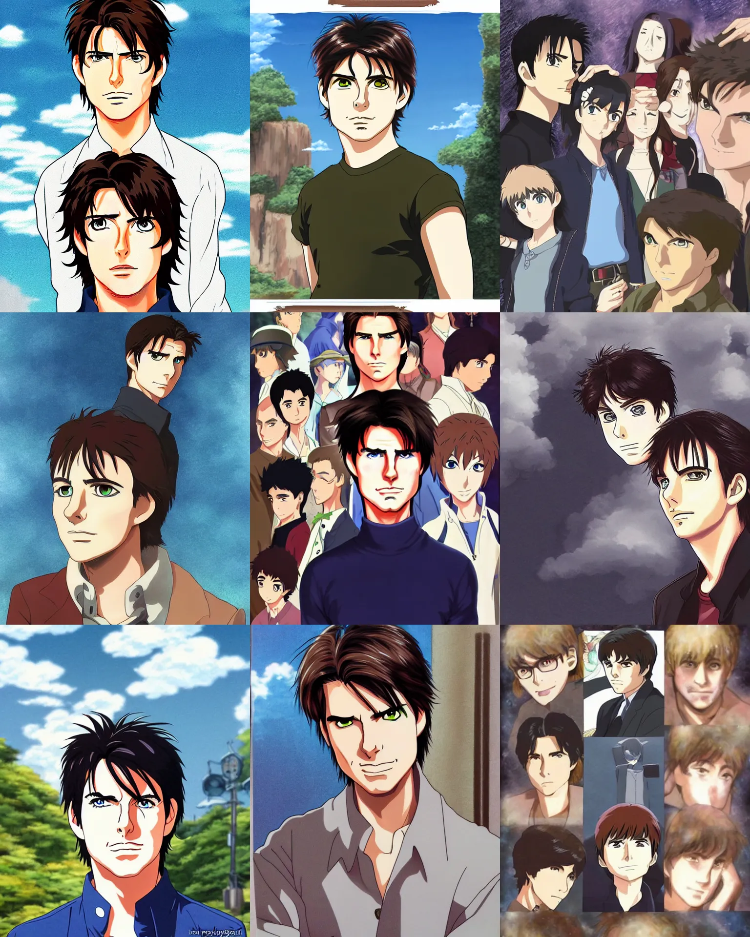 Prompt: Anime portrait of Tom Cruise in style of Ghibli studio