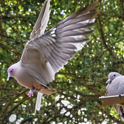 Prompt: doves flying into an ear