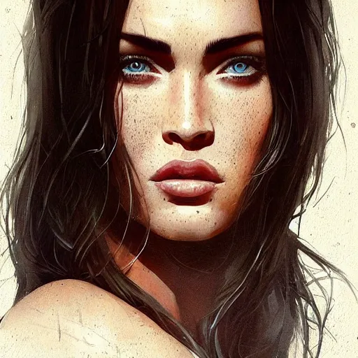 Prompt: “ portrait of megan fox by greg rutkowski, young, attractive, highly detailed portrait, scifi, digital painting, artstation, concept art, smooth, sharp foccus ilustration, artstation hq ”