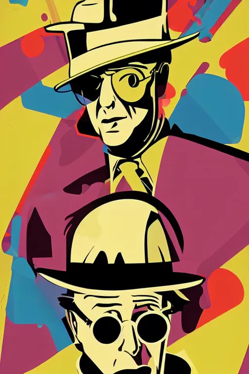 Image similar to inspector gadget, 7 6 retro futurist illustration art by butcher billy, sticker, colorful, illustration, highly detailed, simple, smooth and clean vector curves, no jagged lines, vector art, smooth andy warhol style