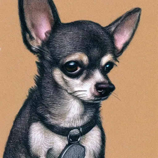 Prompt: chihuahua holding a pistol, drawing