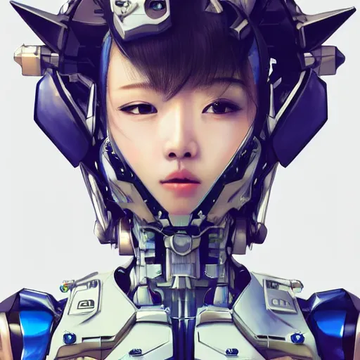 Prompt: a highly detailed portrait of a kpop idol mecha lady in spiked cyberpunk bioarmor trending on artstation by yoshitake amano