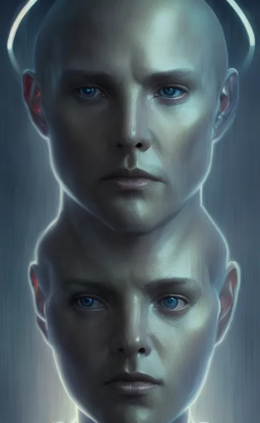 Prompt: portrait of a grey alien, deep focus, blade runner 2 0 4 9, fantasy, intricate, elegant, highly detailed, digital painting, artstation, concept art, matte, sharp focus, illustration, art by artgerm and greg rutkowski and alphonse mucha