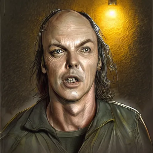 Prompt: homeless michael keaton, a butterfly emerging from his mouth, highly detailed, fantasy art, in the style of scott hampton, horror, concept art