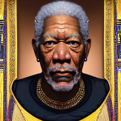 Prompt: a detailed fantasy character portrait of morgan freeman as egyptian god by lauri blank, artgerm, evelyn de morgan, 8K, 50mm lens