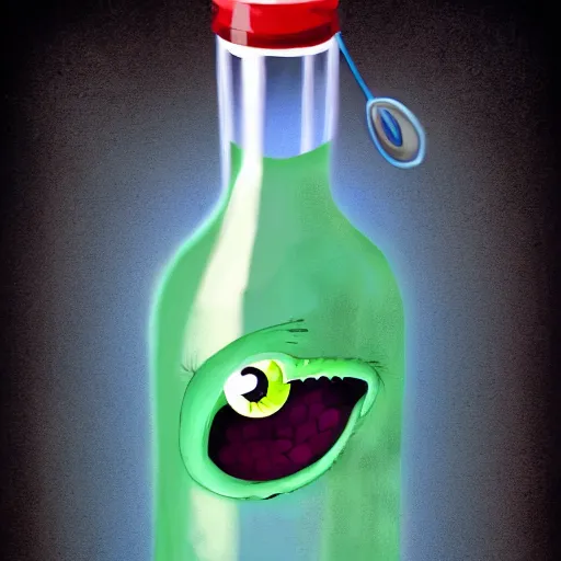 Prompt: monster in the bottle by qimmy shimmy