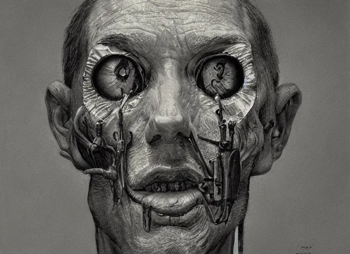 Image similar to a highly detailed eerie portrait of a dentist, james gurney, james jean