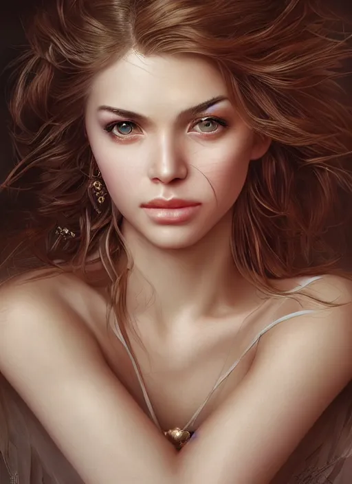 Image similar to a gorgeous female photo, professionally retouched, award winning, hyperdetailed, ray tracing, soft lighting, feather hair, realistic, smooth face, perfect eyes, wide angle, sharp focus on eyes, 8 k high definition, insanely detailed, intricate, elegant, art by artgerm and greg rutkowski and j scott campbell