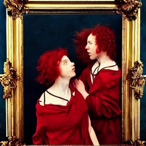 Image similar to red hair twins boy and girl as a baroque painting