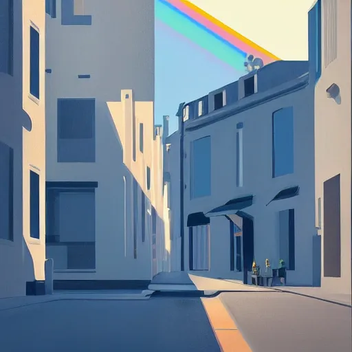Prompt: 🌈 🛰 by atey ghailan and edward hopper bautiful color city flat