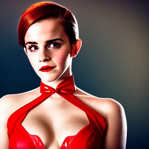 Prompt: Emma Watson as Jessica Rabbit, (Sony a7R IV, symmetric balance, dynamic range, HDR)