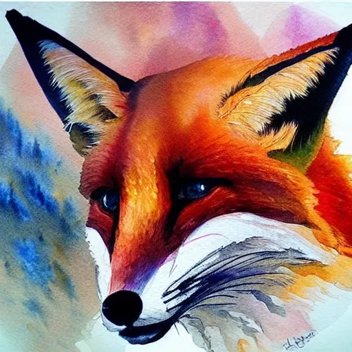 Prompt: water color art on paper, fox portrait, highly detailed, award - winning artstation, masterpiece