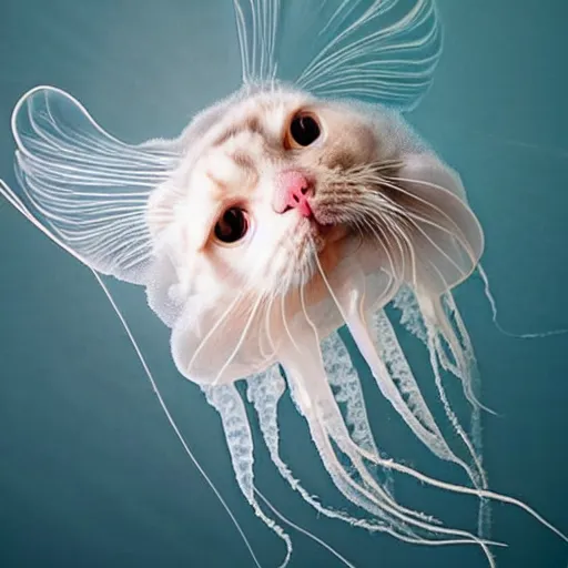 Image similar to a jellyfish - cat - hybrid, animal photography