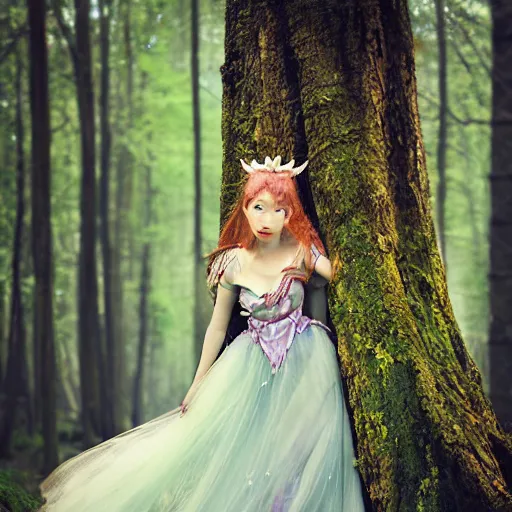 Prompt: a fairy in an enchanted forest. photograph by wlop.-w 1040