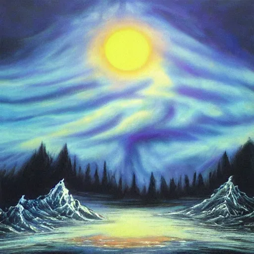 Prompt: the apocalypse by bob ross screaming