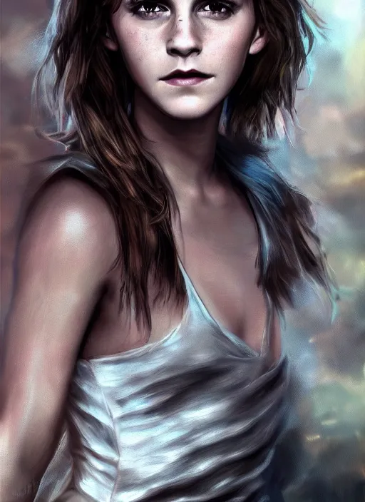 Image similar to highly detailed portrait of emma watson gta 5 art, unreal engine, hot, fantasy art by stephen bliss