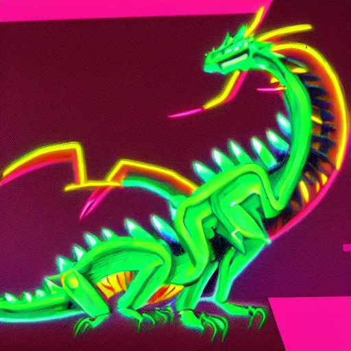 Prompt: a hyper neon techno dragon | trending on artstation