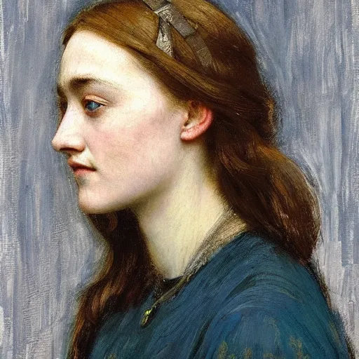 Prompt: a true-to-life portrait of Saoirse Ronan painted by John William Waterhouse