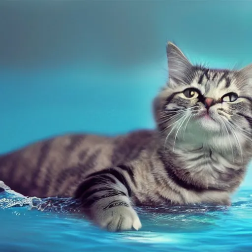 Prompt: cat swimming in the ocean, photorealistic, detailed
