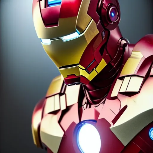 Image similar to still photo of futuristic alien cyberpunk iron man, highly detailed, photorealistic portrait, bright studio setting, studio lighting, crisp quality and light reflections, unreal engine 5 quality render