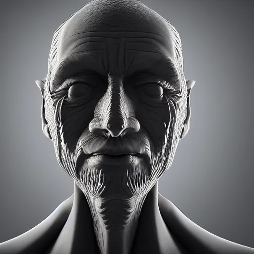 Image similar to a man who's face is growing painful ridges made of repeating, tiny human hands, octane render, subsurface scattering