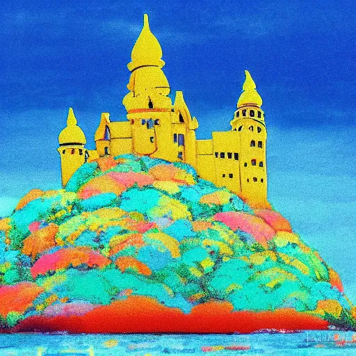 Image similar to by sudersan pattnaik, by emil nolde evocative, hideous. a beautiful digital art of a castle in the clouds.