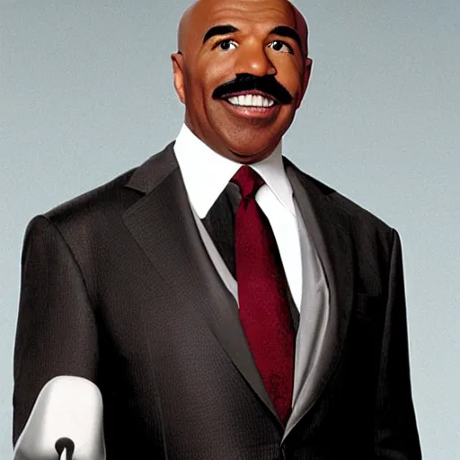 Prompt: steve harvey with hair and no mustache