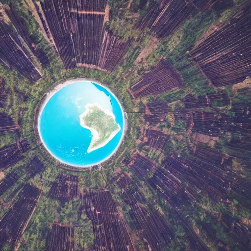 Prompt: pov without fisheye distortion of a giant looking down the earth from above the earth atmosphere