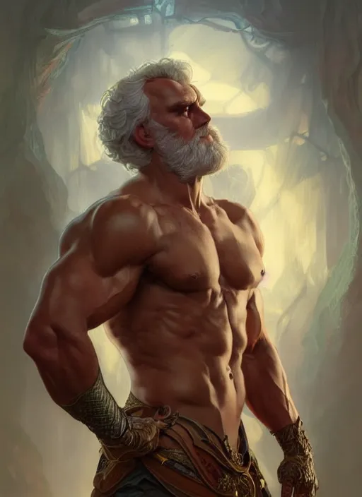 Prompt: portrait of greg davies, d & d, muscular! fantasy, intricate, elegant, highly detailed, digital painting, artstation, concept art, smooth, sharp focus, illustration, art by artgerm and greg rutkowski and alphonse mucha