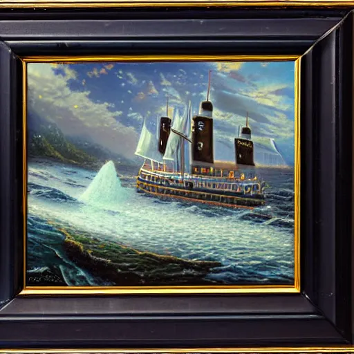 Prompt: thomas kinkade drawing of the edmund fitzgerald