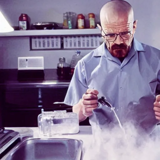 Prompt: walter white making meth with kirby!!!!!!!, still from a tv series
