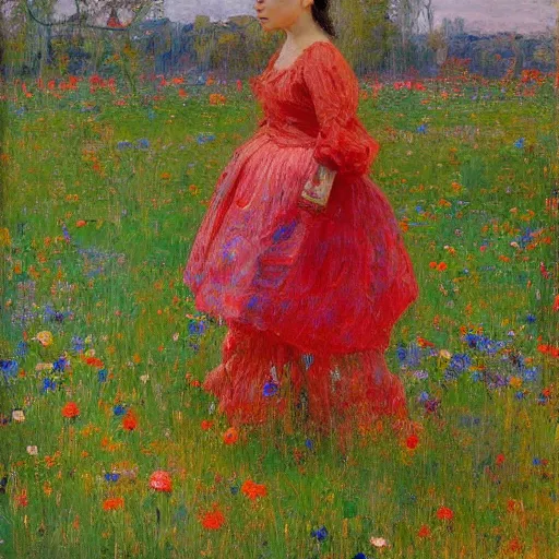 Prompt: Devastated Greta Thunberg crying onto the last plant on earth, impressionism, bright vivid colors, by Greg Rutkowksi and Ilya Repin