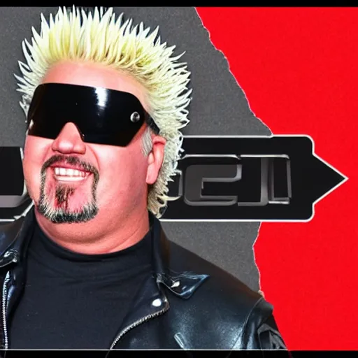 Image similar to Guy Fieri as Robocop, cinematic, Eastman 5384 film