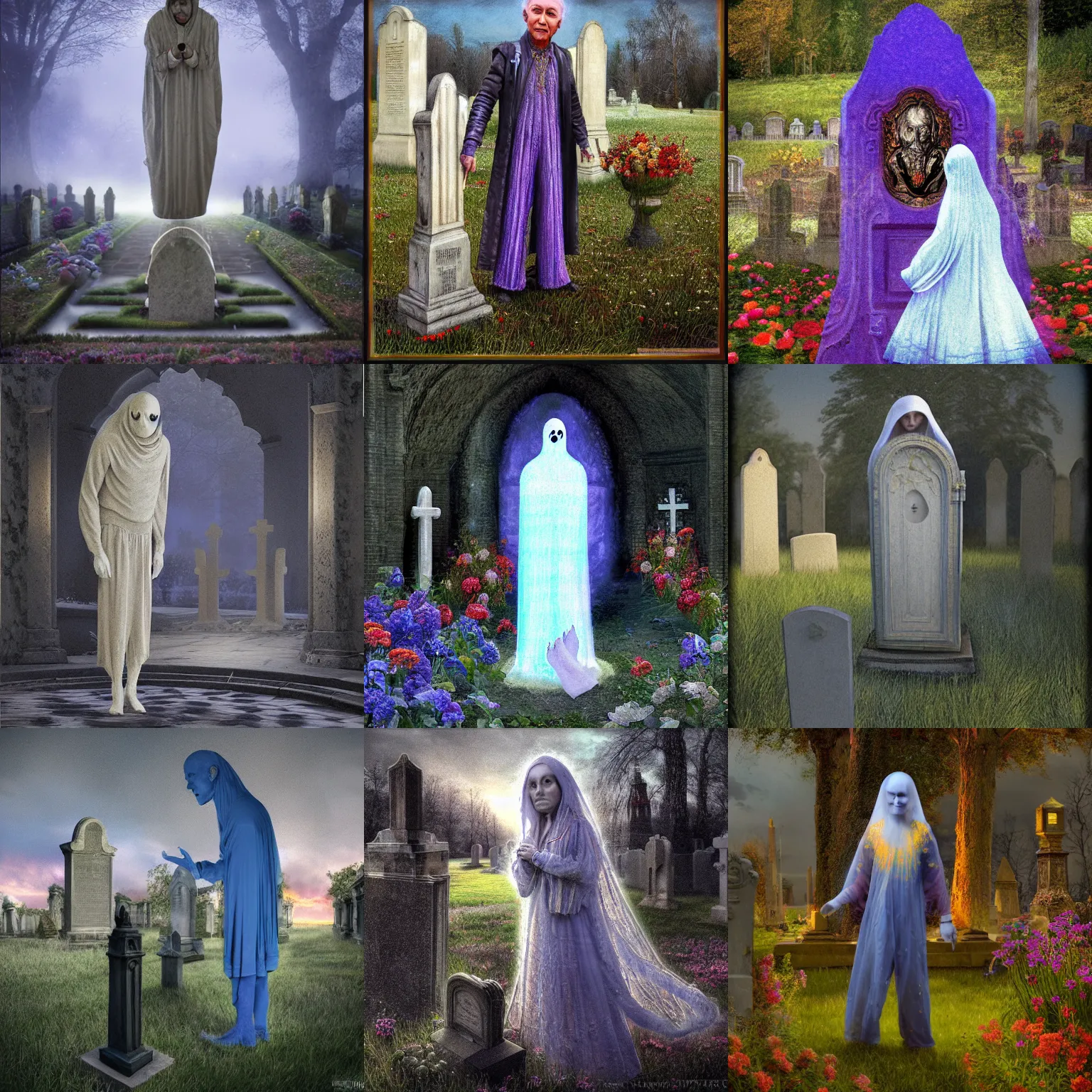 Prompt: nizovtsev victor photo - realistic render of a strange ghost in a graveyard