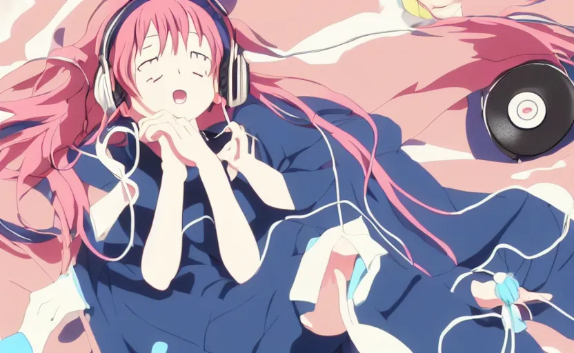 Anime Music Drawing Headphones girl listening to music black Hair manga anime  Music Video png  PNGWing